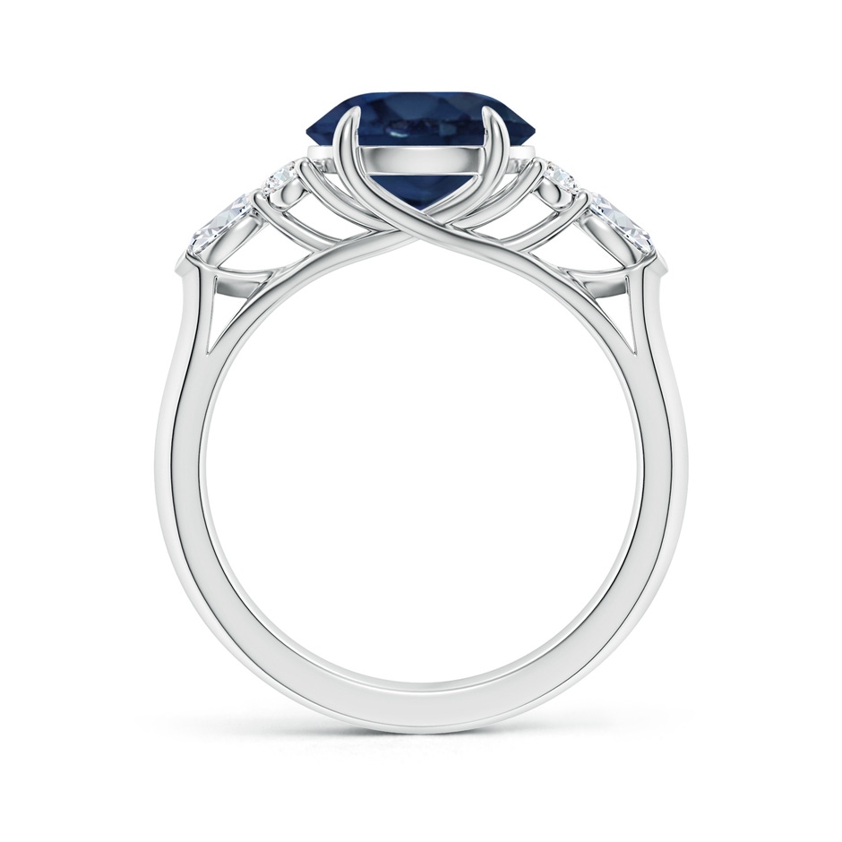 9mm AA Round Blue Sapphire Side Stone Engagement Ring with Diamonds in P950 Platinum side 199