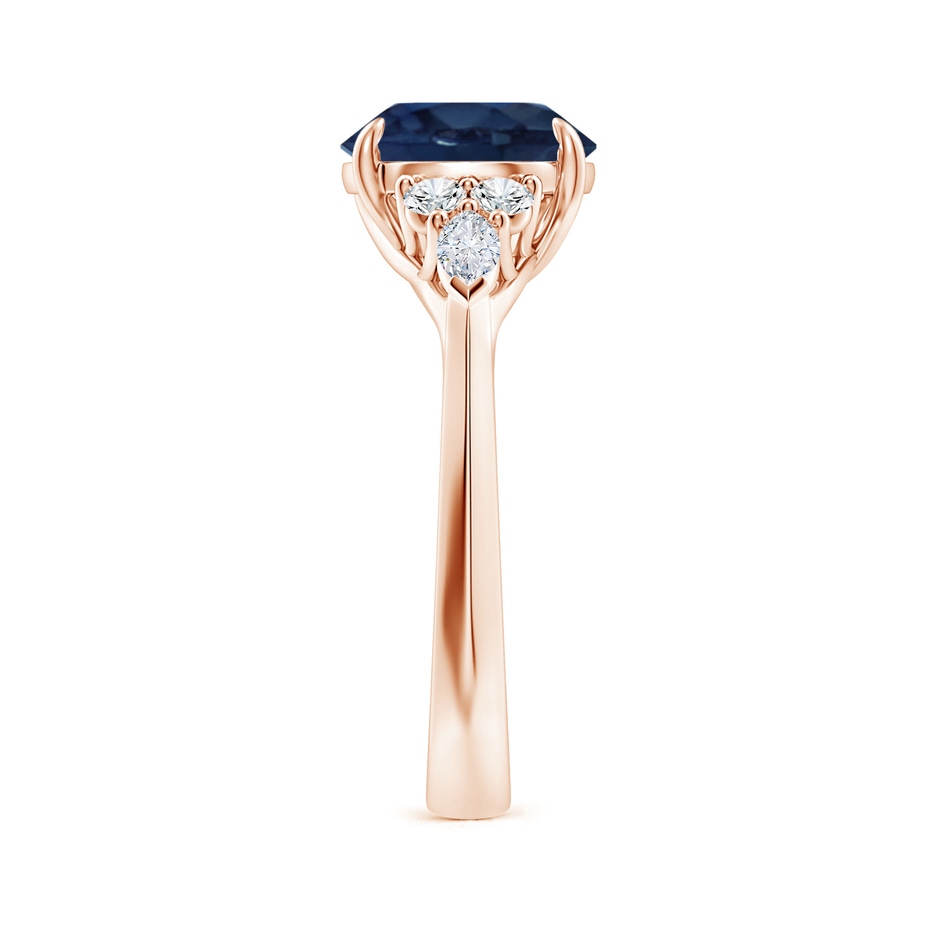 9mm AA Round Blue Sapphire Side Stone Engagement Ring with Diamonds in Rose Gold side 299
