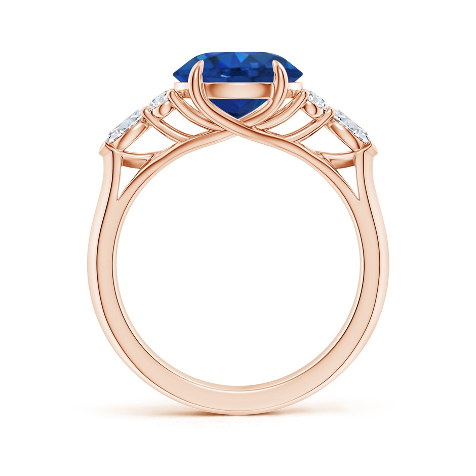 9mm AAA Round Blue Sapphire Side Stone Engagement Ring with Diamonds in Rose Gold side 199
