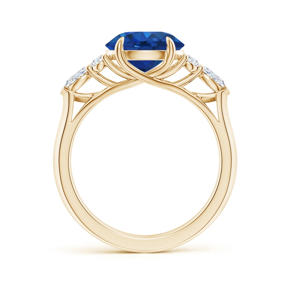 9mm AAA Round Blue Sapphire Side Stone Engagement Ring with Diamonds in Yellow Gold side 199
