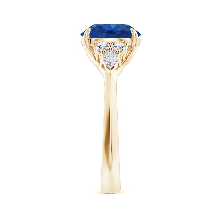 9mm AAA Round Blue Sapphire Side Stone Engagement Ring with Diamonds in Yellow Gold side 299