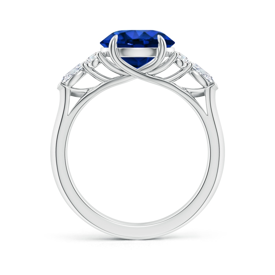 9mm Lab-Grown Round Blue Sapphire Side Stone Engagement Ring with Diamonds in White Gold side 199