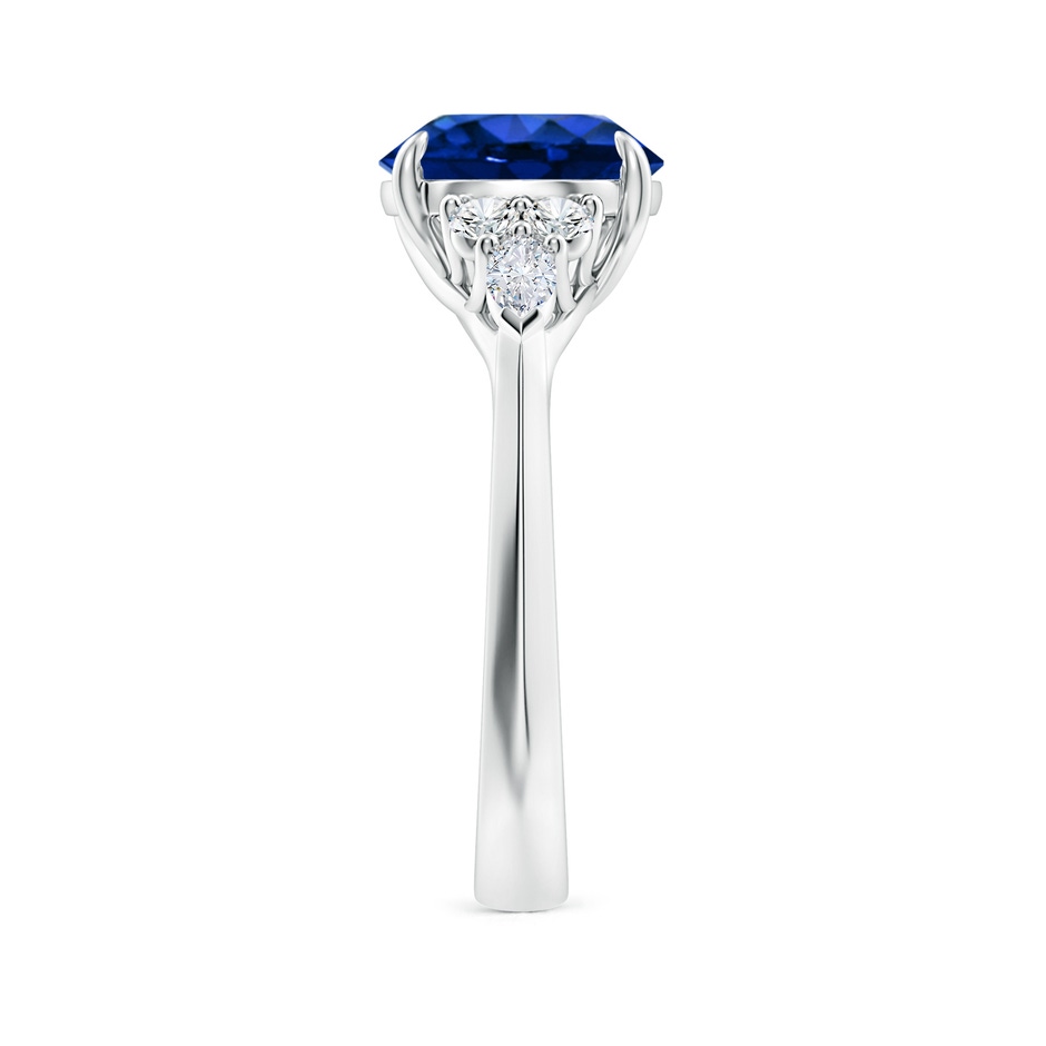 9mm Lab-Grown Round Blue Sapphire Side Stone Engagement Ring with Diamonds in White Gold side 299