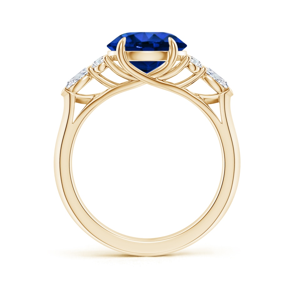 9mm Lab-Grown Round Blue Sapphire Side Stone Engagement Ring with Diamonds in Yellow Gold side 199