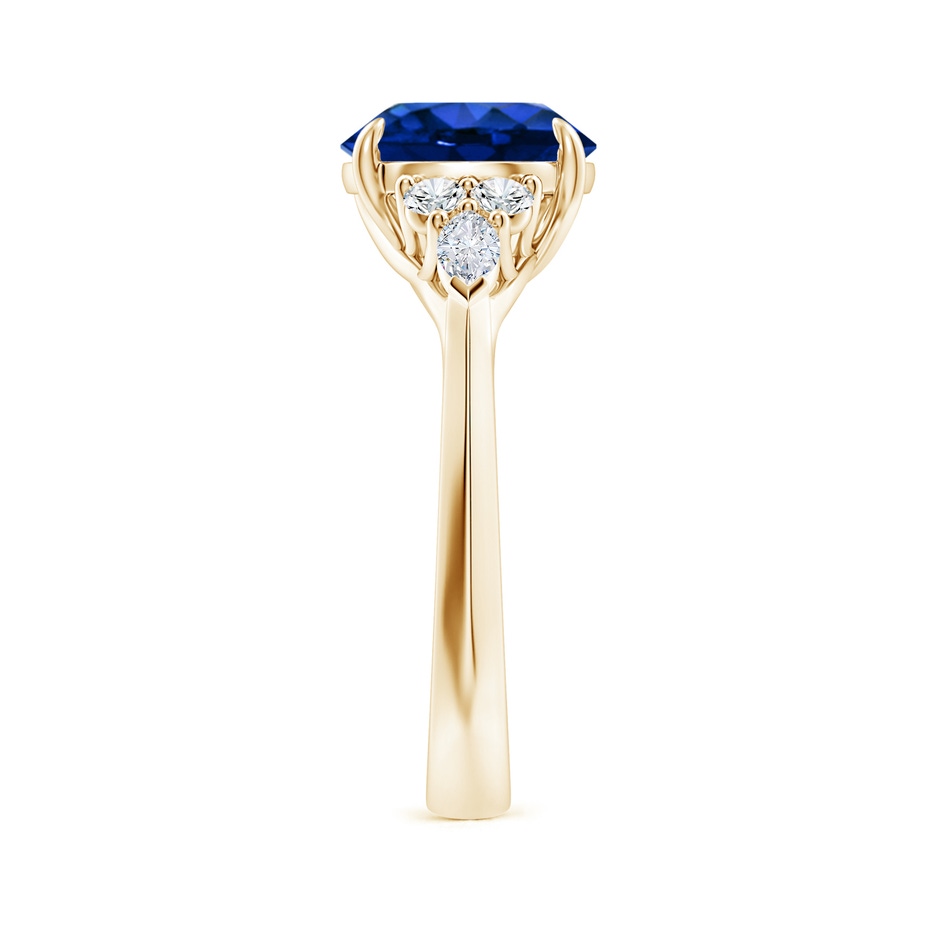 9mm Lab-Grown Round Blue Sapphire Side Stone Engagement Ring with Diamonds in Yellow Gold side 299