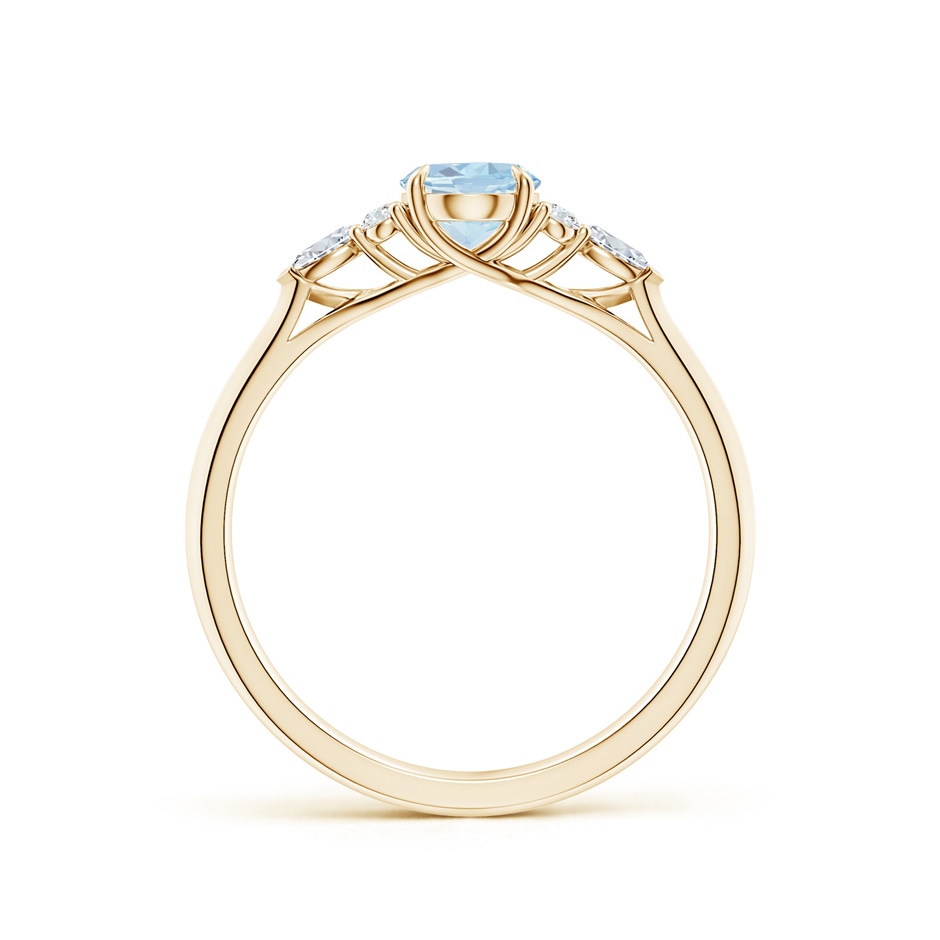 7x5mm A Oval Aquamarine Side Stone Engagement Ring with Diamonds in 9K Yellow Gold side 199