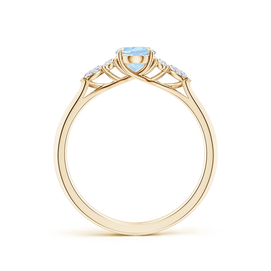 7x5mm AA Oval Aquamarine Side Stone Engagement Ring with Diamonds in 10K Yellow Gold side 199