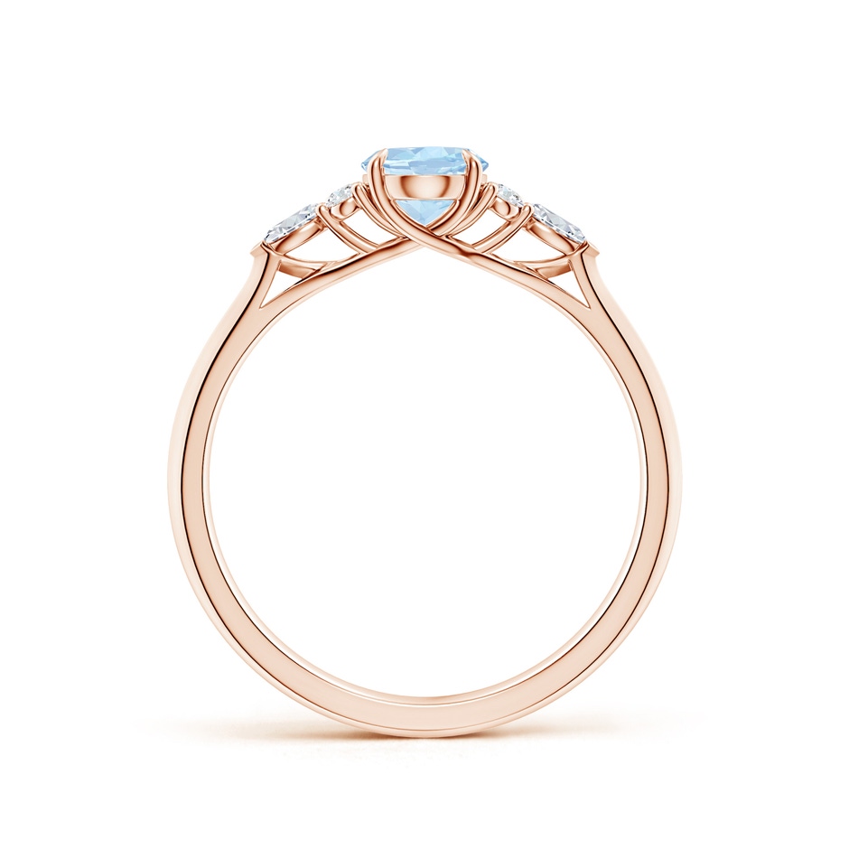 7x5mm AA Oval Aquamarine Side Stone Engagement Ring with Diamonds in Rose Gold side 199
