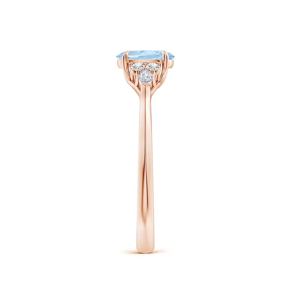 7x5mm AA Oval Aquamarine Side Stone Engagement Ring with Diamonds in Rose Gold side 299