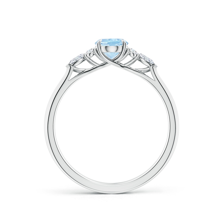 7x5mm AAA Oval Aquamarine Side Stone Engagement Ring with Diamonds in P950 Platinum side 199
