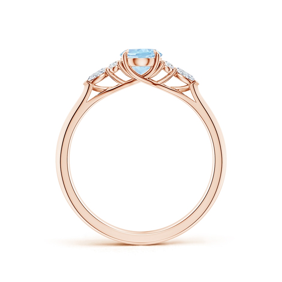 7x5mm AAA Oval Aquamarine Side Stone Engagement Ring with Diamonds in Rose Gold side 199