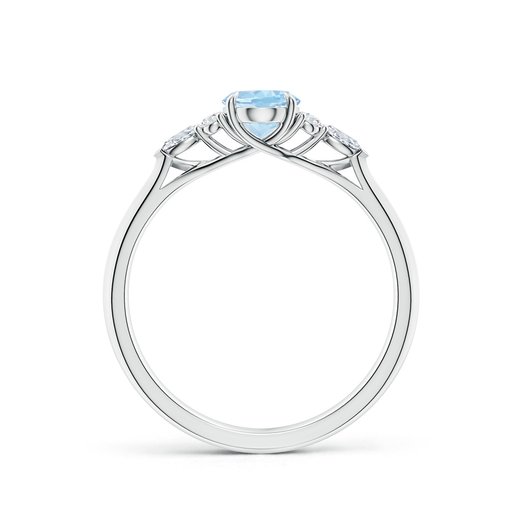 7x5mm AAA Oval Aquamarine Side Stone Engagement Ring with Diamonds in White Gold - side 199