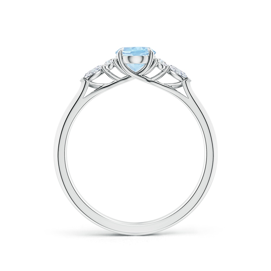 7x5mm AAA Oval Aquamarine Side Stone Engagement Ring with Diamonds in White Gold side 199