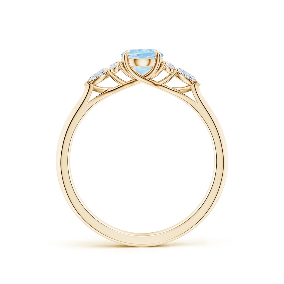 7x5mm AAA Oval Aquamarine Side Stone Engagement Ring with Diamonds in Yellow Gold side 199