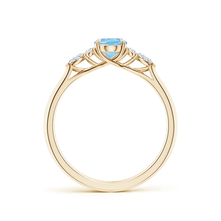 7x5mm AAAA Oval Aquamarine Side Stone Engagement Ring with Diamonds in 9K Yellow Gold side 199