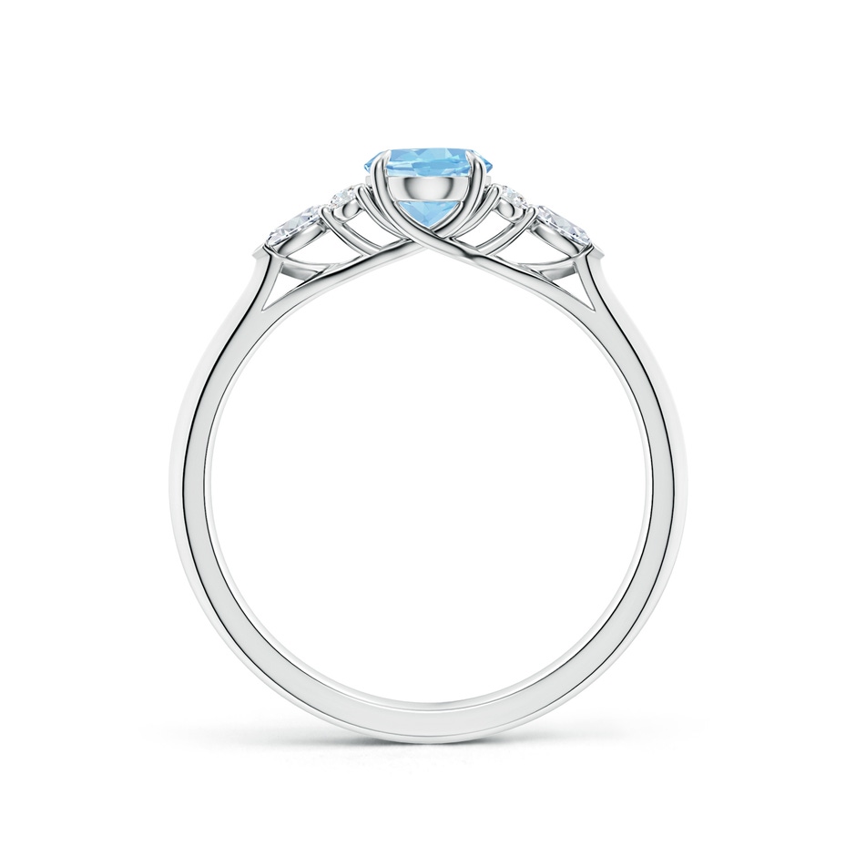 7x5mm AAAA Oval Aquamarine Side Stone Engagement Ring with Diamonds in P950 Platinum side 199