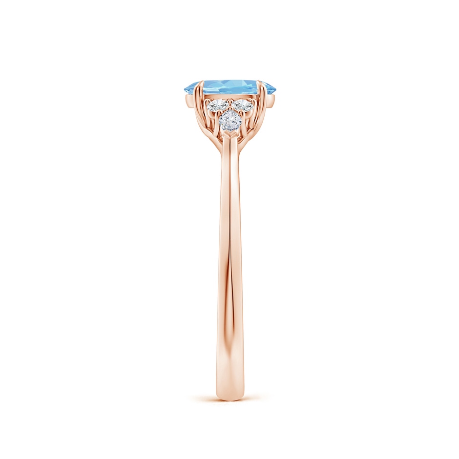 7x5mm AAAA Oval Aquamarine Side Stone Engagement Ring with Diamonds in Rose Gold side 299