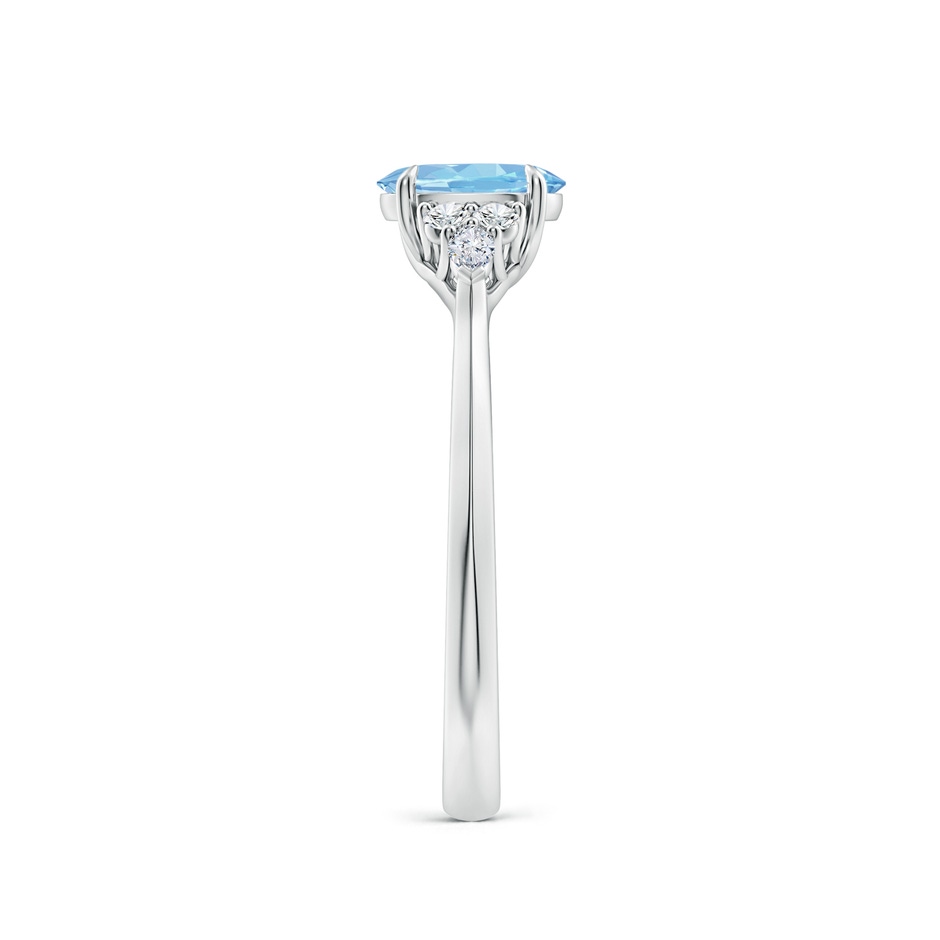 7x5mm AAAA Oval Aquamarine Side Stone Engagement Ring with Diamonds in White Gold side 299