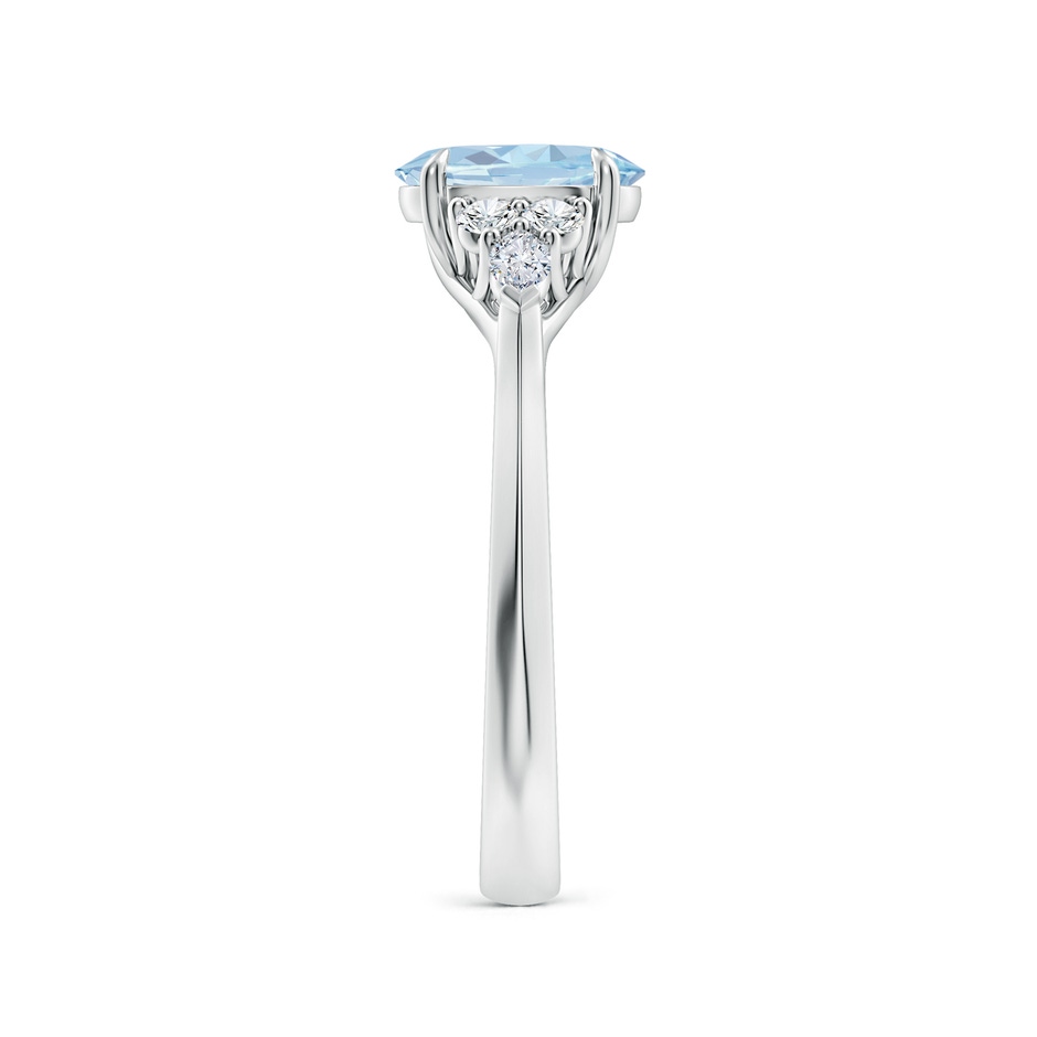 8x6mm A Oval Aquamarine Side Stone Engagement Ring with Diamonds in White Gold side 299