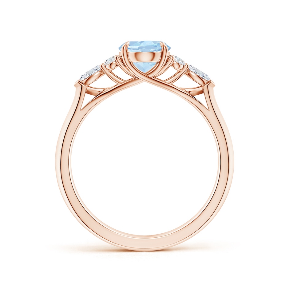 8x6mm AA Oval Aquamarine Side Stone Engagement Ring with Diamonds in Rose Gold side 199