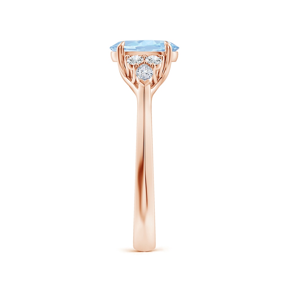 8x6mm AA Oval Aquamarine Side Stone Engagement Ring with Diamonds in Rose Gold side 299