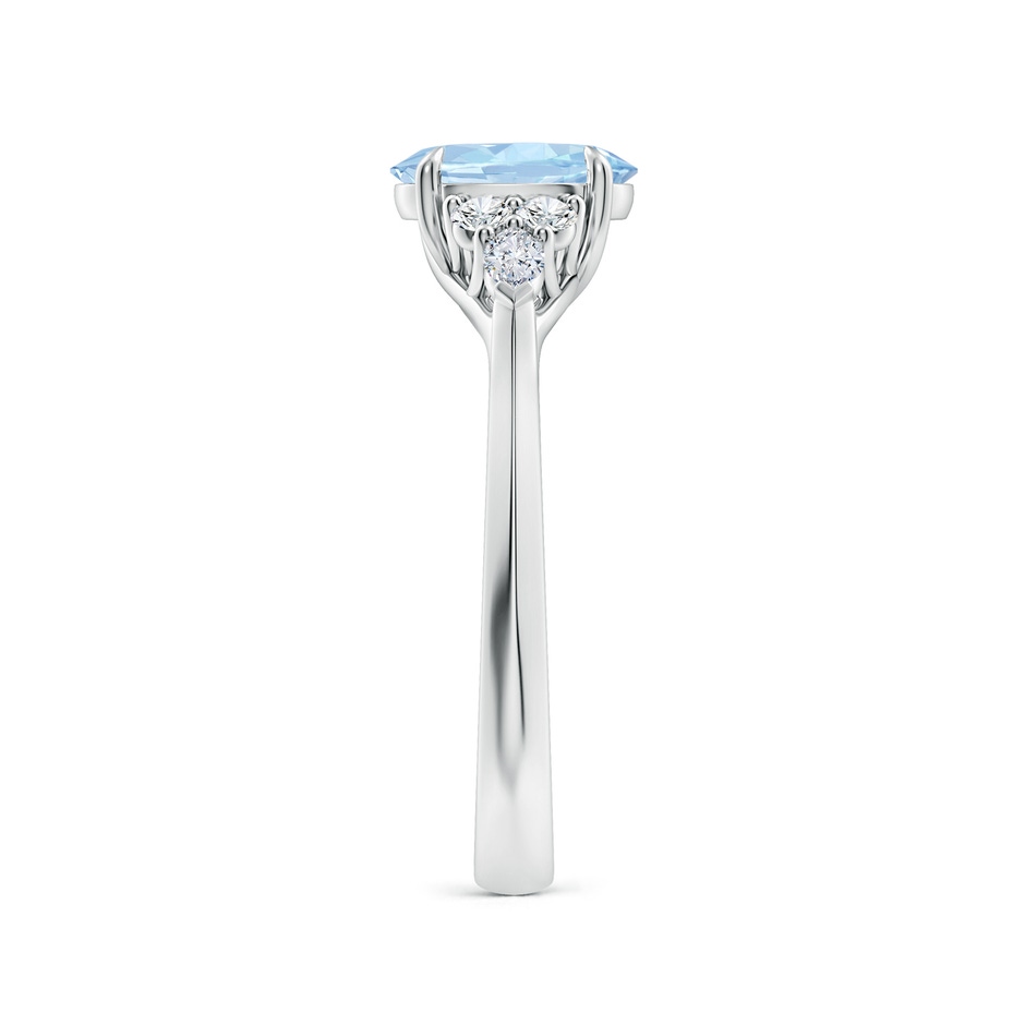8x6mm AA Oval Aquamarine Side Stone Engagement Ring with Diamonds in White Gold side 299
