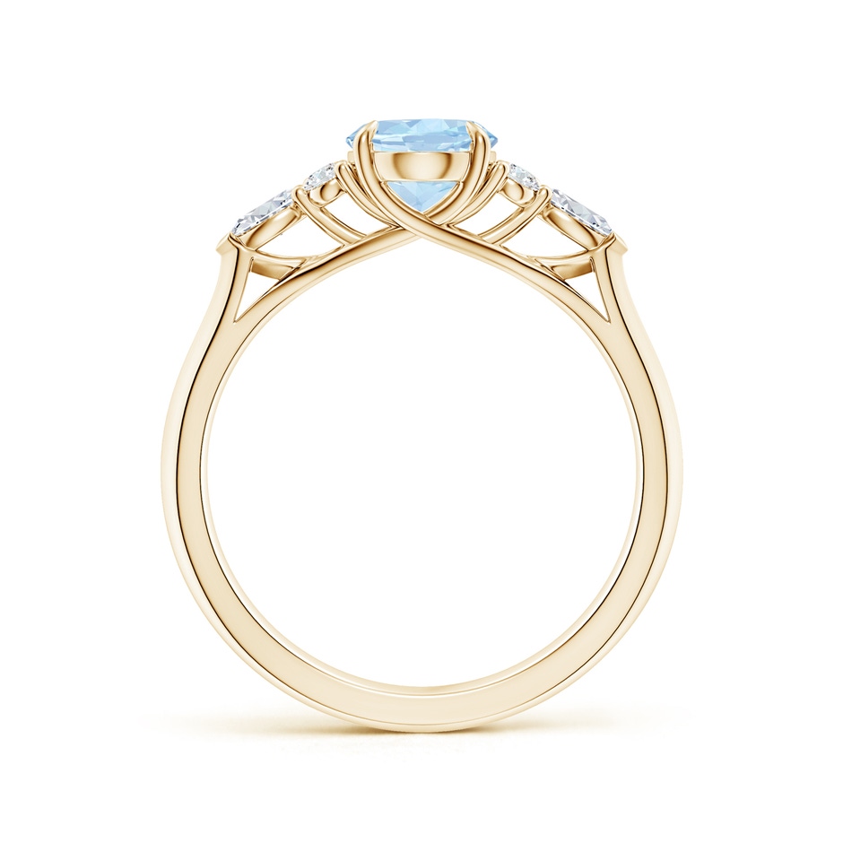 8x6mm AA Oval Aquamarine Side Stone Engagement Ring with Diamonds in Yellow Gold side 199