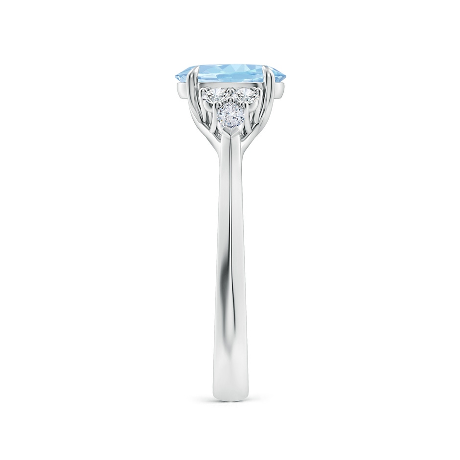 8x6mm AAA Oval Aquamarine Side Stone Engagement Ring with Diamonds in White Gold side 299