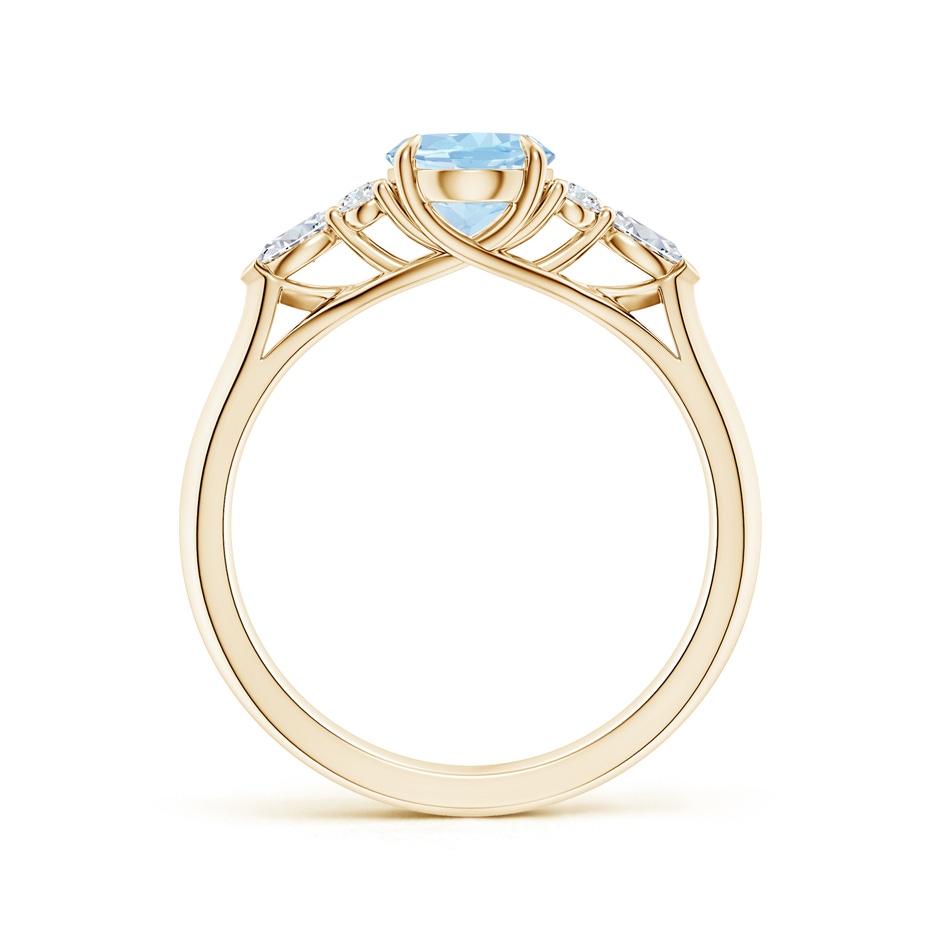 8x6mm AAA Oval Aquamarine Side Stone Engagement Ring with Diamonds in Yellow Gold side 199