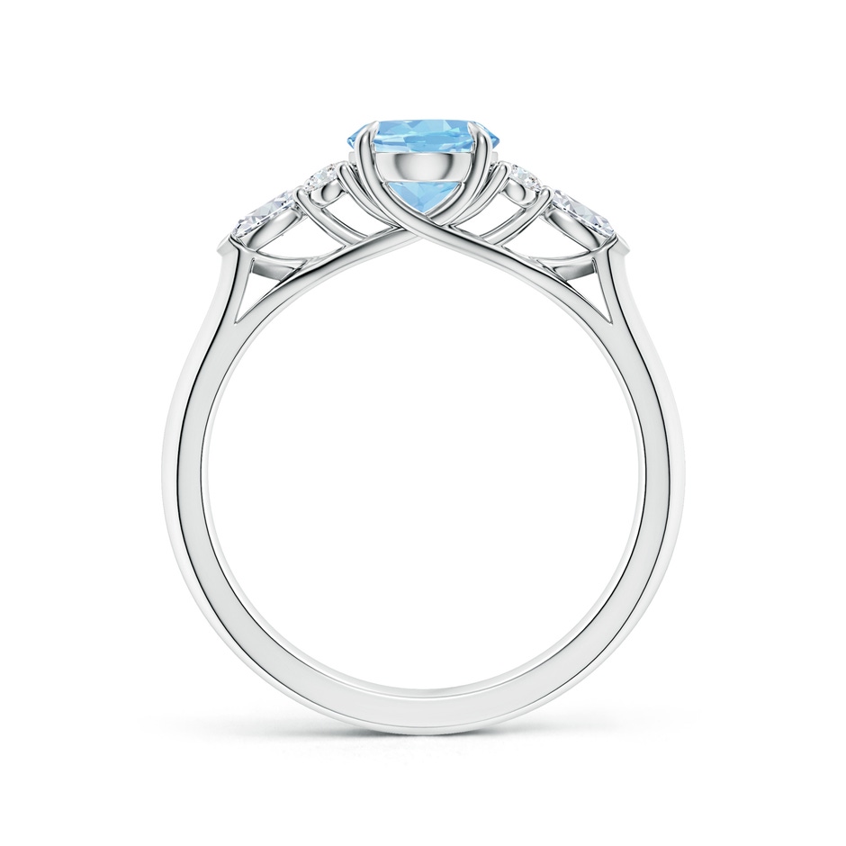 8x6mm AAAA Oval Aquamarine Side Stone Engagement Ring with Diamonds in P950 Platinum side 199