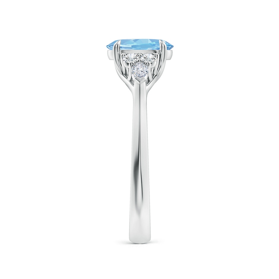 8x6mm AAAA Oval Aquamarine Side Stone Engagement Ring with Diamonds in P950 Platinum side 299