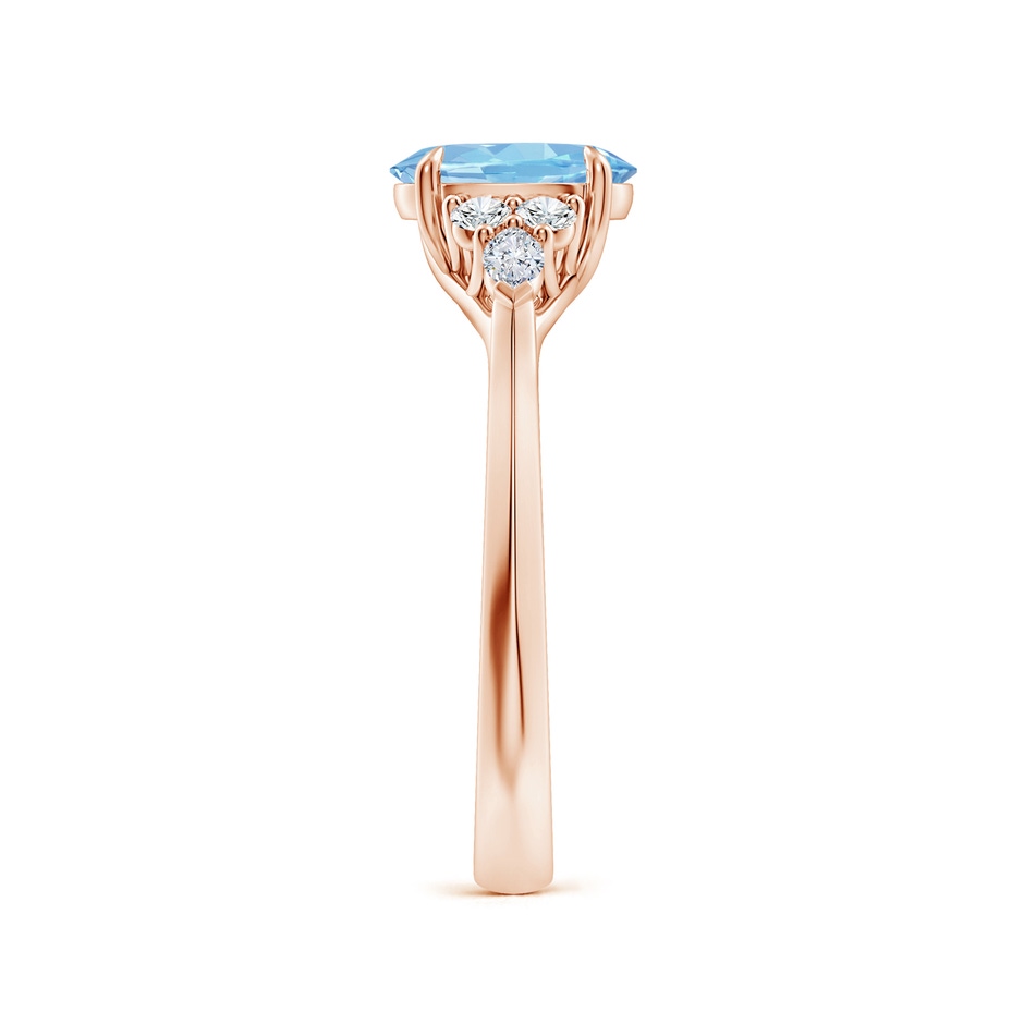 8x6mm AAAA Oval Aquamarine Side Stone Engagement Ring with Diamonds in Rose Gold side 299