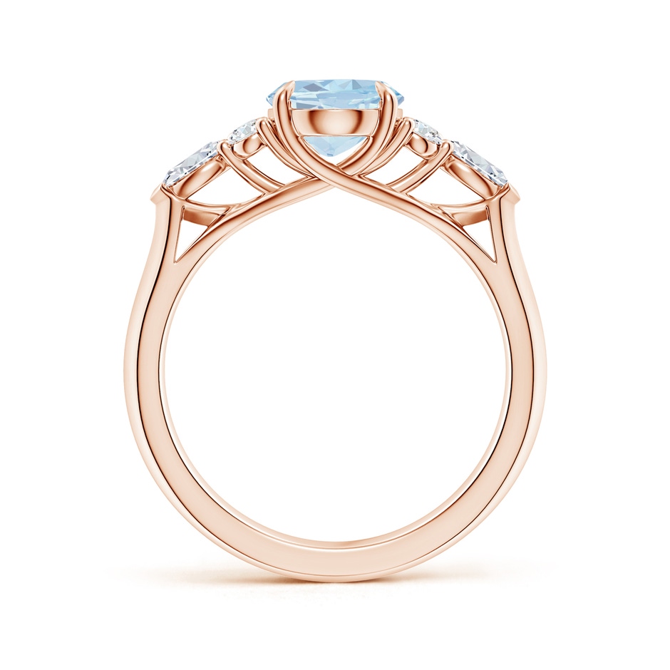 9x7mm A Oval Aquamarine Side Stone Engagement Ring with Diamonds in Rose Gold side 199
