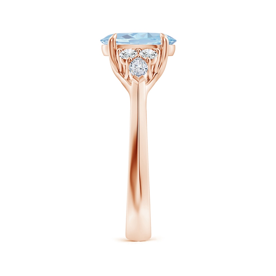 9x7mm A Oval Aquamarine Side Stone Engagement Ring with Diamonds in Rose Gold side 299