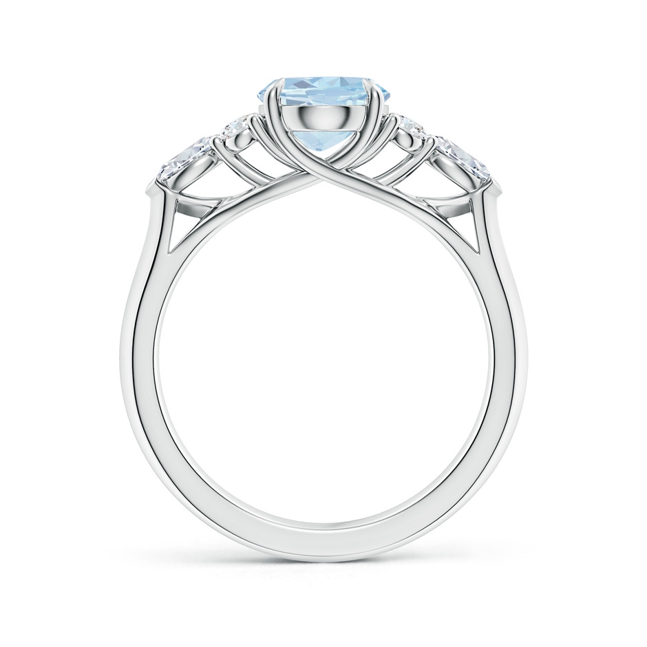 9x7mm A Oval Aquamarine Side Stone Engagement Ring with Diamonds in White Gold side 199