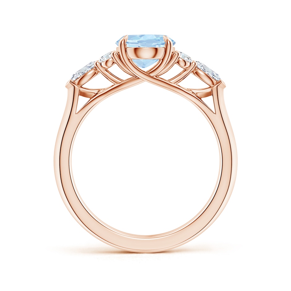 9x7mm AA Oval Aquamarine Side Stone Engagement Ring with Diamonds in Rose Gold side 199
