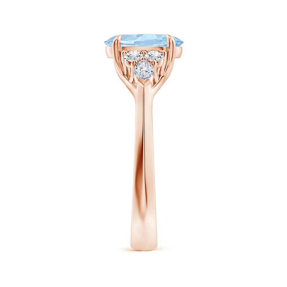 9x7mm AA Oval Aquamarine Side Stone Engagement Ring with Diamonds in Rose Gold side 299