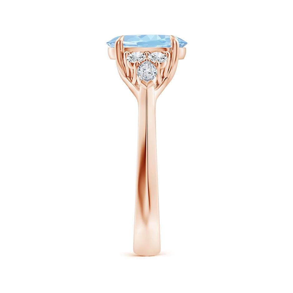 9x7mm AAA Oval Aquamarine Side Stone Engagement Ring with Diamonds in Rose Gold side 299