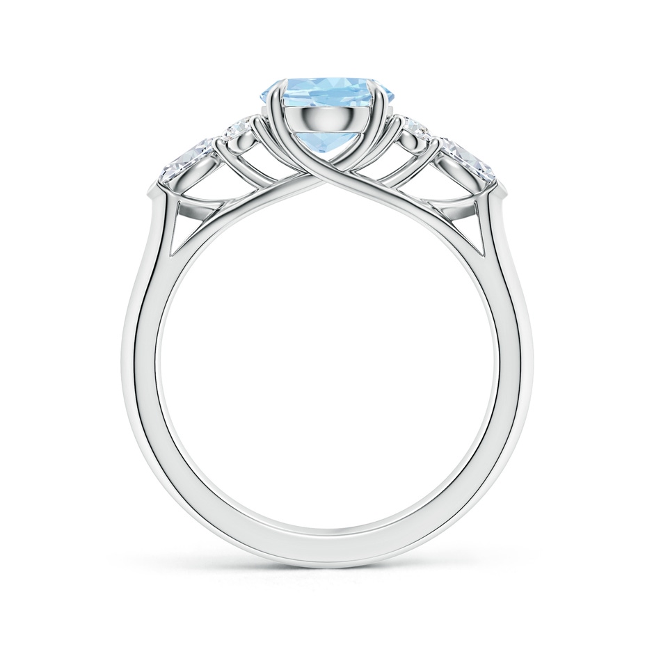 9x7mm AAA Oval Aquamarine Side Stone Engagement Ring with Diamonds in White Gold side 199