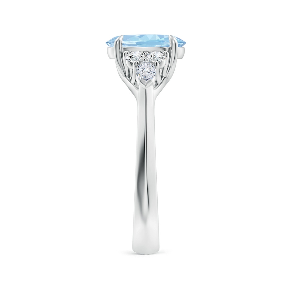 9x7mm AAA Oval Aquamarine Side Stone Engagement Ring with Diamonds in White Gold side 299