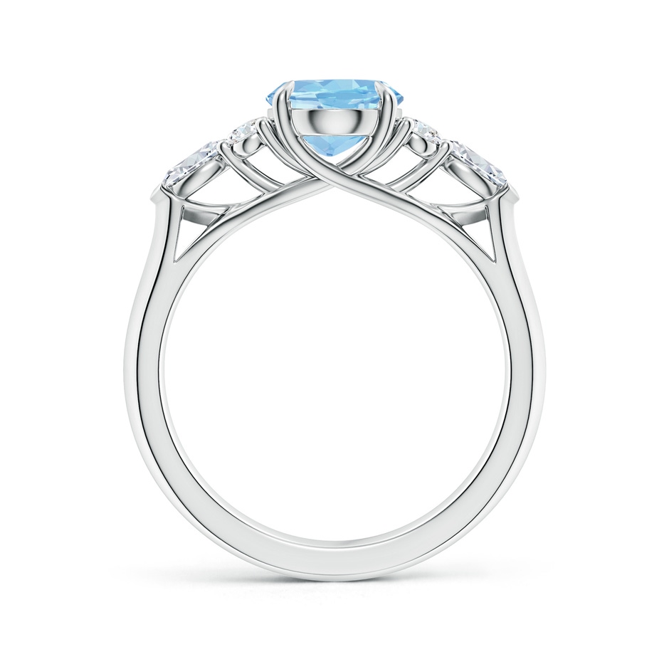 9x7mm AAAA Oval Aquamarine Side Stone Engagement Ring with Diamonds in P950 Platinum side 199