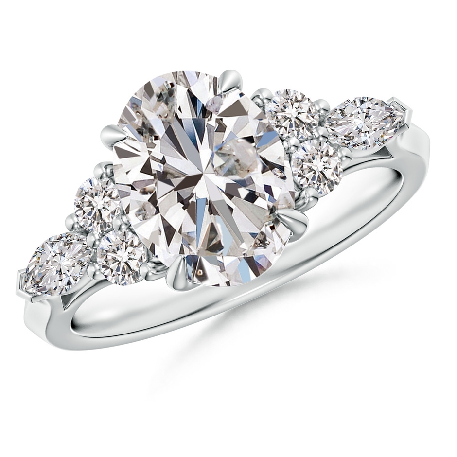 10x8mm IJI1I2 Oval Diamond Side Stone Engagement Ring with Diamonds in P950 Platinum 