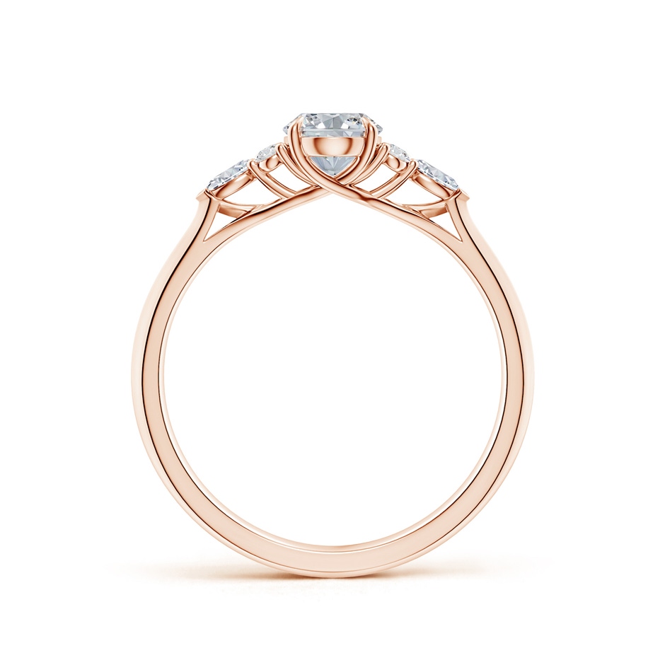 7x5mm HSI2 Oval Diamond Side Stone Engagement Ring with Diamonds in Rose Gold side 199