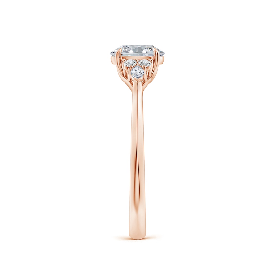 7x5mm HSI2 Oval Diamond Side Stone Engagement Ring with Diamonds in Rose Gold side 299