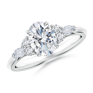 8x6mm GVS2 Oval Diamond Side Stone Engagement Ring with Diamonds in P950 Platinum