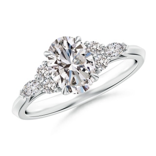 8x6mm IJI1I2 Oval Diamond Side Stone Engagement Ring with Diamonds in P950 Platinum