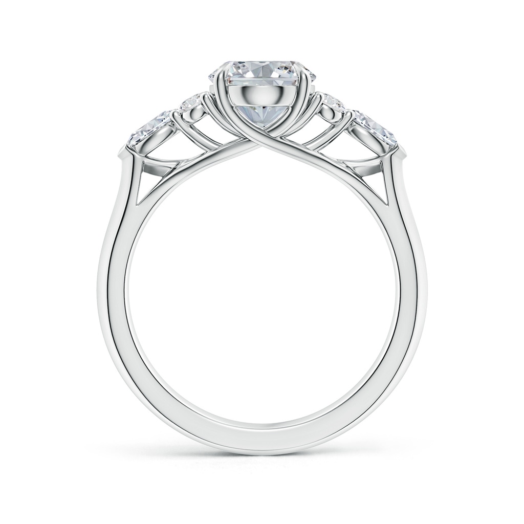 9x7mm HSI2 Oval Diamond Side Stone Engagement Ring with Diamonds in White Gold - side 199