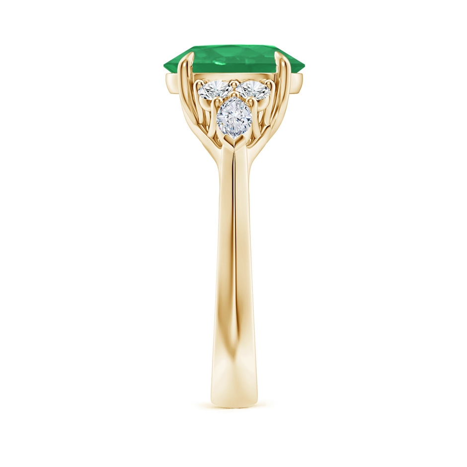 10x8mm A Oval Emerald Side Stone Engagement Ring with Diamonds in 18K Yellow Gold side 299