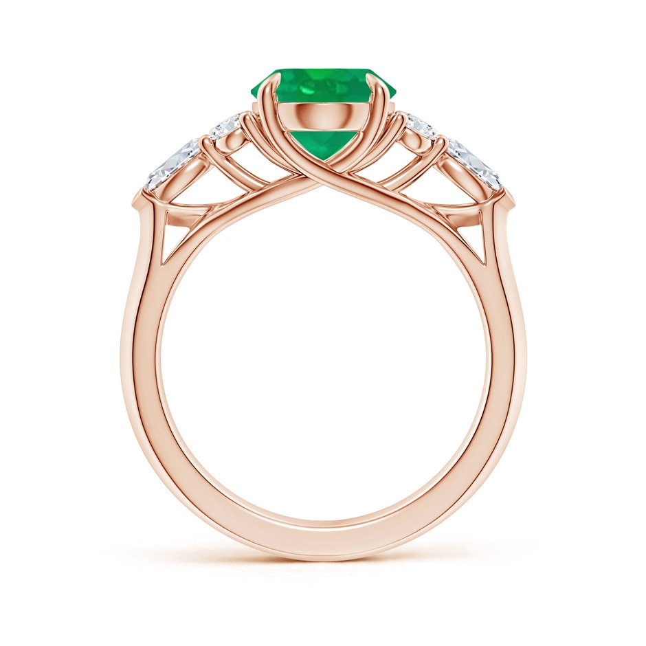 10x8mm AA Oval Emerald Side Stone Engagement Ring with Diamonds in 18K Rose Gold side 199