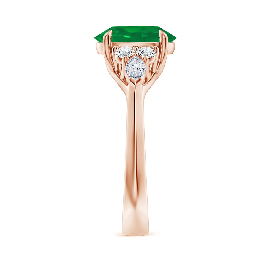 10x8mm AA Oval Emerald Side Stone Engagement Ring with Diamonds in 18K Rose Gold side 299